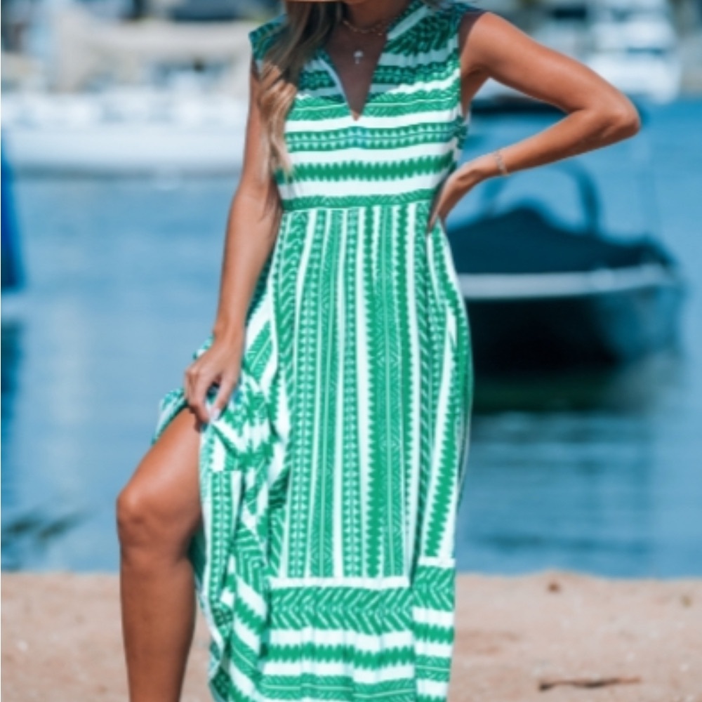 Green Patterned Maxi Dress